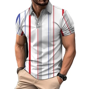 เสื้อโปโลสีบล็อกลายทางพิมพ์ลาย3D สำหรับผู้ชายเสื้อแนวสตรีททรงหลวมสีสันสดใสมีกระดุมสำหรับฤดูร้อน - Product Image 2