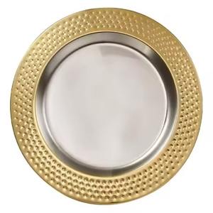 Assiette de présentation ronde de luxe en métal doré pour réceptions de mariage - Product Image 4