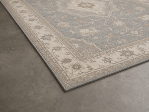 Tapis DECORDEC en laine gris argenté ivoire à motif floral médaillon, écologique, antidérapant, moderne, avec bordure botanique, pour une vie de luxe - Product Image 5