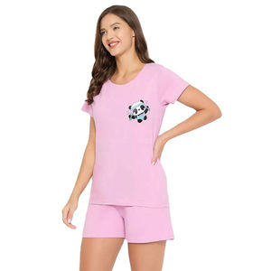 Conjunto de Dos Piezas para Mujer, Tallas Grandes, Verano, Cómodo, Transpirable, Algodón, Personalizado OEM, Manga Larga, Top y Pantalones Cortos, Diseño Liso o Estampado - Product Image 5