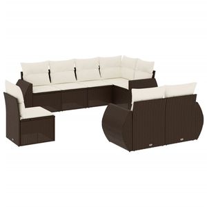 Conjunto de Sofás Modulares Grandes de Ratán Sintético Marrón para Jardín - Product Image 2