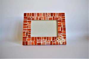 Orange Mosaic Photo <b>Frame</b> <b>with</b> Stand Decorative Tabletop Picture <b>Frame</b> for Home Office Decor - Product Image 3