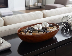 Handcrafted Oval Wooden Serving <b>Bowl</b> Modern Brown Wood Decorative Tray For Home Office Desk And Home Use - Product Image 5