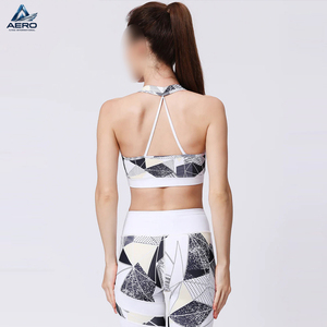 OEM ODM Service Good Supplier Newest Bulk Supply Women's 2-Piece Fitness Yoga Outfit Abstract Print Breathable Sports <b>Bra</b> - Product Image 2