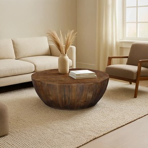 Mesa de centro moderna redonda de madera con tapa elevable, almacenamiento y estante inferior para muebles de sala de estar - Product Image 2