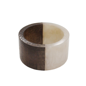 Attractive Design White <b>Epoxy</b> Resin & Acacia Wood Mixing material Napkin Ring Dinner <b>table</b> Decor Item At Nice Price - Product Image 1
