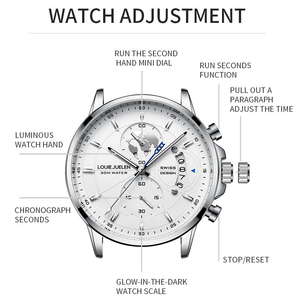 LOUIE JUELEN 576 Men's Business Watch Waterproof Luminous Leather Stainless Steel Quartz Movement - Product Image 3