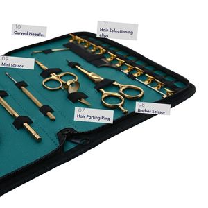 Kit d'outils professionnels pour extensions capillaires en acier inoxydable de qualité chirurgicale, comprenant une pince à sertir plate, un outil à boucle et un fil pour perruque - Product Image 2