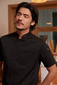 เสื้อเชฟผ้าฝ้าย DHL พิมพ์ลายดิจิทัลและลายนูน แขนสั้น ติดกระดุม แบบยูนิเซ็กซ์ สำหรับร้านอาหารและบาร์ - Product Image 3