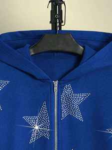 เสื้อฮู้ดดี้ OEM แบบกำหนดเอง ประดับด้วยคริสตัลวิบวับ พร้อมโลโก้ สำหรับผู้ชาย แฟชั่นเสื้อฮู้ดดี้วิบวับ ผ้าโพลีเอสเตอร์แท้ - Product Image 4