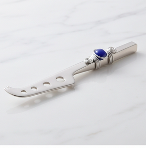 Ensemble de couteaux à fromage artisanaux en acier inoxydable avec manche en perles de verre, ustensiles de cuisine argentés, comprenant un épandeur à fromage pour usage domestique - Product Image 1