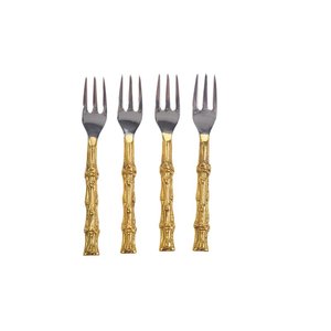 Ensemble de 4 fourchettes en acier inoxydable de haute qualité avec manche en laiton pour mariage, restaurant, hôtel - Product Image 6