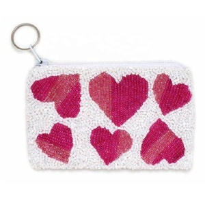 Multicolor <b>Heart</b> Seed Beaded Mini Coin Purse Eco-Friendly Small Saving Bag Hand Multipurpose Use Pouch <b>Top</b> Zipper Closure Women - Product Image 3
