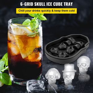 Stampo per Cubetti di Ghiaccio a 6 Scomparti a Forma di Teschio, Flessibile in Silicone Nero, con Imbuto, Design Unico Ispirato ad Halloween, Stampato in 3D - Product Image 3