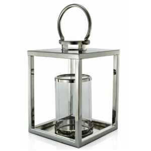 Lanterne en métal décorative d'extérieur, finition nickel brillant, style moderne, lanterne à bougie faite à la main, best-seller - Product Image 4