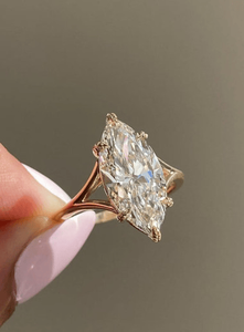 Bague de fiançailles en or 14 carats avec diamant de laboratoire de qualité VVS1, taille marquise, 3 carats, magnifique, cadeau d'anniversaire - Product Image 2