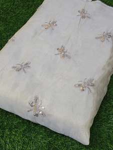 Tissu en gros pour broderie de perles, tissu textile fantaisie, dentelle à sequins, organza pour fabricants de robes de mariée, abayas et caftans, OEM mondial - Product Image 4