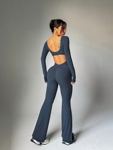 Women's Mock-<b>Neck</b> Flare Tracksuit Jumpsuit | Slim-Fit Activewear Unitard | Premium Moisture-Wicking Performance <b>Bodysuit</b> - Product Image 5