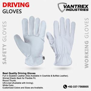 Gants de conducteur Emboson en cuir de chèvre texturé antidérapant, haute qualité, résistants aux perforations, 4 mil d'épaisseur, durables, flexibles, blancs - Product Image 5