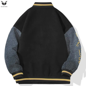 Chaqueta Varsity Estilo Streetwear para Hombre, con Parches de Color en Contraste, Estampado de Letras, Uniforme de Béisbol, Chaqueta Bomber, Corte Holgado - Product Image 2