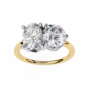 Classic Women's Engagement <b>Ring</b> Two Lab Grown Diamonds Prong Setting IGI Certified Trendy Daily Wear Rhodium Plated 10K <b>Gold</b> - Product Image 4
