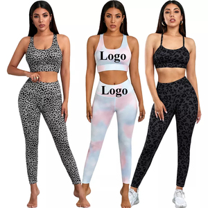Ensemble de yoga pour femme : Leggings taille haute sans couture, crop top, soutien-gorge dos nageur imprimé léopard, tenue de sport sans manches pleine longueur - Product Image 6