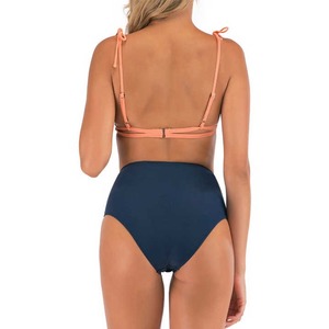 Traje de Baño Bikini de Cintura Alta para Mujer, Sexy, con Estampados a Rayas/Estampados/Cuadros, Personalizable, Alta Calidad 2026 - Product Image 4