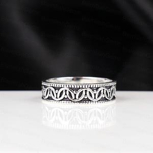 925 Sterling <b>Silver</b> Plated Band Vintage Oxidized Celtic <b>Wave</b> Pattern <b>Ring</b> Handmade Plain Wedding Eternity Jewelry Wholesale - Product Image 1