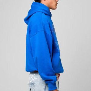 เสื้อฮู้ดโอเวอร์ไซส์สีน้ำเงิน ลายมังกรประดับเพชร สำหรับผู้ชาย สไตล์สตรีทแวร์ แขนยาวแบบปกติ ใส่ได้ในฤดูใบไม้ร่วง - Product Image 6