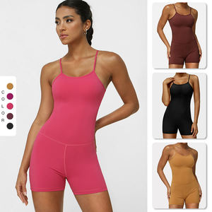 Women's Comfortable Breathable High Elastic Slimming Slim Strap Yoga Wear Shorts Set <b>One</b>-piece Fitness <b>Top</b> <b>One</b>-piece Jumpsuit - Product Image 2
