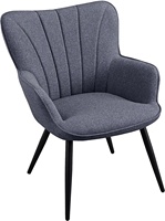 Chaise de salle à manger en tissu au design moderne avec accoudoirs, pieds en métal, dossier haut pour la maison, le bureau, le bar, la cuisine, l'appartement, le centre commercial, l'hôtel