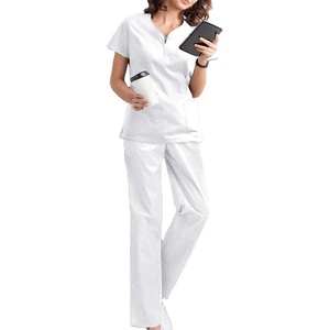 Ensemble de blouses médicales pour femmes, col en V, coton et polyester, tissé, pantalon d'uniforme d'hôpital - Product Image 2