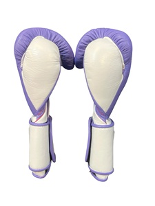 No Boxing No Life Leather Boxing Gloves Purple White Laced Training Gloves Custom Made Unisex Adult Size - Product Image 4
