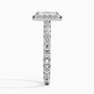 แหวน BOJ รุ่น 070 ทรง Emerald Cut เงินแท้ 925 ประดับเพชร Estelle Halo Solitaire น้ำหนัก 2 กะรัต สี D ความสะอาด VVS1 มอยส์ซาไนต์ รับรองโดย GRA ราคาประหยัด - Product Image 3