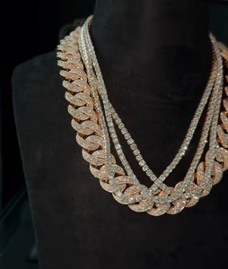 สร้อยคอโมอิสซาไนต์แบบ Cuban Link ประดับเพชรเต็มเส้น สไตล์ฮิปฮอป หลายชั้น สีเงิน สำหรับทั้งชายและหญิง - Product Image 4