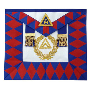 Tablier de Maçonnerie en Toile Rouge Brodé 3D Personnalisé pour Ancien Prêtre Supérieur du Chapitre Royal Arch, avec Rabats Latéraux, Vente en Gros - Product Image 1