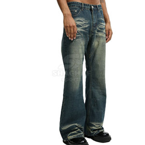 Pantalones de mezclilla para hombre de cintura alta, corte recto, para uso exterior, los mejores, informales, lavados, con MOQ bajo - Product Image 5