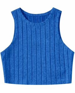 Ensemble décontracté deux pièces pour femme : débardeur court côtelé et short à cordon de serrage, bleu roi – Vente en gros personnalisée OEM - Product Image 2