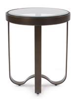 Table basse en laiton antique avec plateau en verre rond, style Art Déco, structure métallique, meubles pour salon et chambre