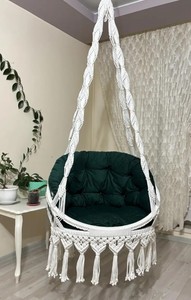 Silla Colgante de Macramé Arlina – Silla Columpio Boho Hecha a Mano con Cojín, Macramé para Interiores y Exteriores - Product Image 3