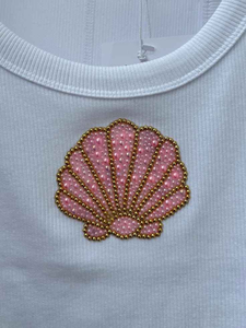 Hand Embroidered Patch For Women Pink Tank <b>Top</b> Summer <b>Crop</b> <b>Top</b> Market Sale Floral Decoration Glass Seed Bead <b>Sequin</b> Marine Life - Product Image 6