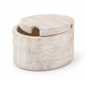 Boîte à sel artisanale en bois de manguier blanchi avec couvercle pivotant - Vente en gros - Product Image 1