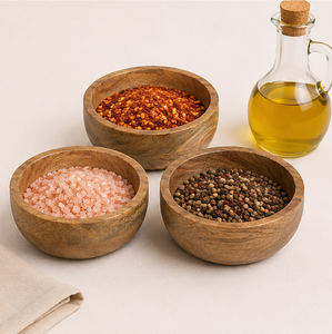 Ensemble de bols en bois de manguier naturel, faits à la main, écologiques et très tendance, pour servir des salades et des fruits, ustensiles de cuisine durables et éco-responsables - Product Image 3