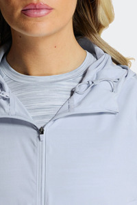 Conjunto de Chaqueta Cortavientos Ligera Gris para Mujer y Pantalones Cortos, Chándal Deportivo con Capucha y Cremallera Completa, Ropa Deportiva Informal con Paneles en Contraste - Product Image 5