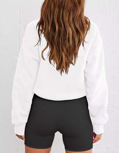 Women Vintage Autumn Oversized Quarter <b>Zip</b> <b>Hooded</b> Sweatshirt Loose Fit Long Sleeve Pullover Adjustable Hem High Neck Streetwear - Product Image 3