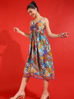 Robe évasée à motifs tropicaux imprimés, ensemble de vêtements pour femmes, tenue élégante assortie, confortable, mode estivale formelle
