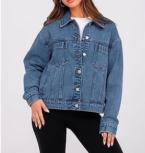 High Quality Long Style Women <b>Denim</b> <b>Jackets</b> Navy Blue Stretch Buttons 100% Cotton Waterproof Streetwear <b>Jackets</b> Made in Pakistan - Product Image 3