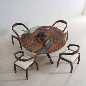 Table basse en résine peinte à la main, écologique et personnalisée, avec bord naturel et pieds en acrylique, pour la décoration de la maison et de mariages - Product Image 2