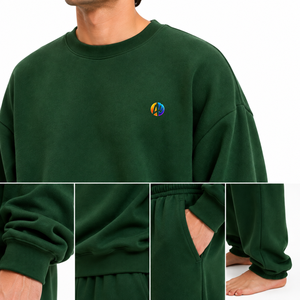 Traje de lana extragrande para hombre, con textura de lana acogedora, corte holgado y espacioso, mangas largas y cobertura cálida para uso casual. - Product Image 5