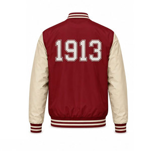 Chaqueta Bomber Delta Sigma Theta Roja con Estampado '1913' en la Espalda, Estilo Preppy para Hombre, Chaqueta Universitaria de Satén con Cierre Frontal - Product Image 3